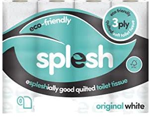 Splesh Quilted Luxury Original White 3 Ply Toilet Roll 12 Pack RRP £4.99 CLEARANCE XL £3.99
